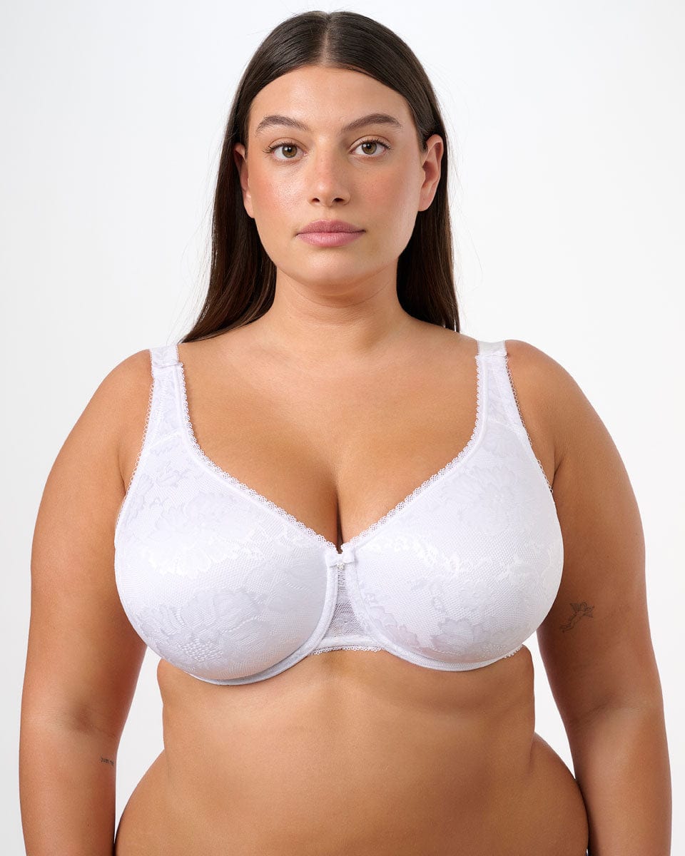 חזיית מינימייזר ללא ריפוד מבד זקארד  עם ברזלים - WHITE – תמונה 1