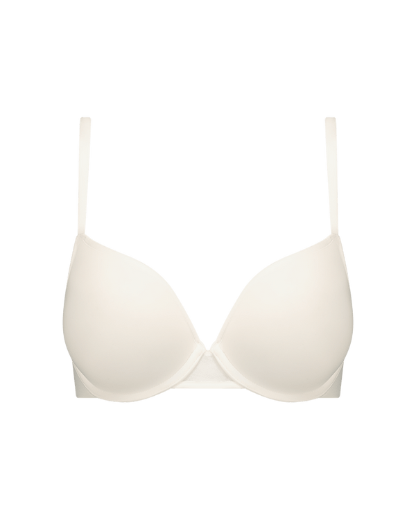 חזיית פוש אפ ממורי  עם ברזלים מבד רך ומוברש - CREAM – תמונה 4