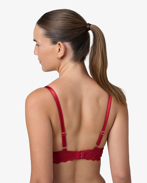 חזייה מרופדת עם ברזלים ומפתח וי - RUBY RED – תמונה 3