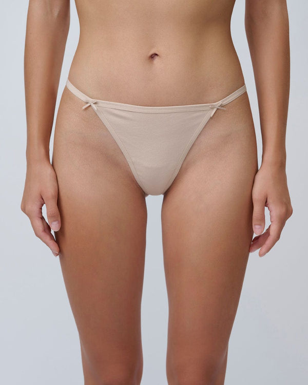 תחתון כותנה חוטיני חוט - NATURAL – תמונה 1