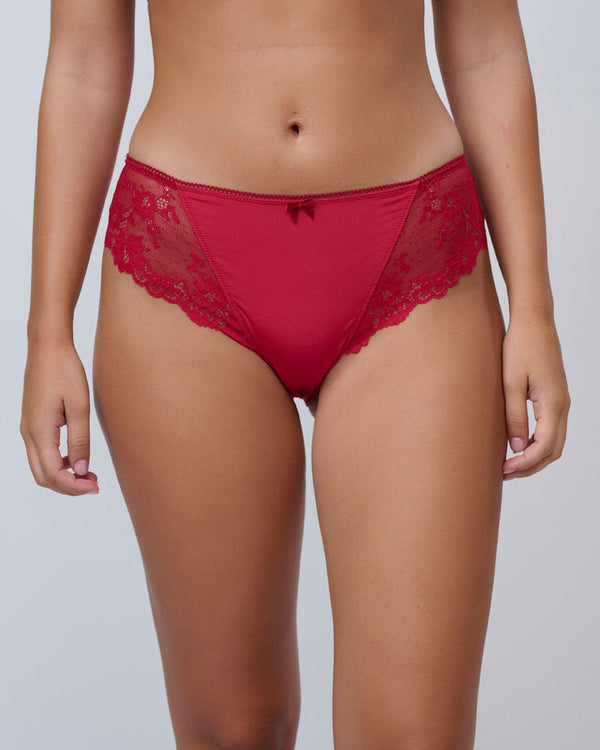 תחתון מיקרופייבר ביקיני  בשילוב תחרה - RUBY RED – תמונה 1