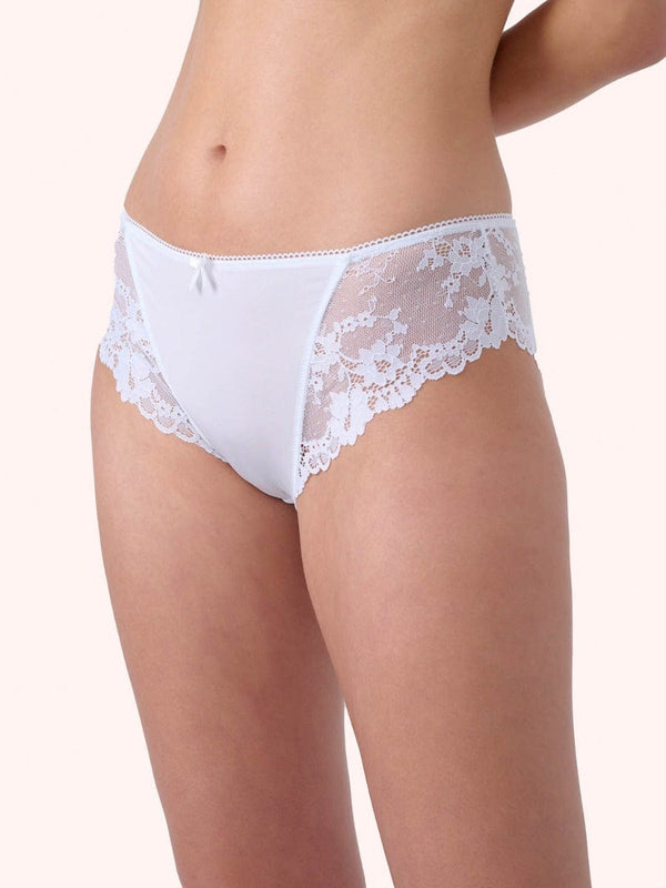 תחתון מיקרופייבר ביקיני  בשילוב תחרה - WHITE – תמונה 1