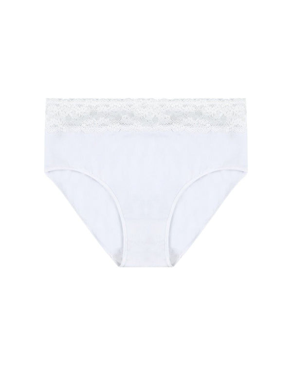 תחתון סימלס מידי בשילוב תחרה רחבה - WHITE – תמונה 3