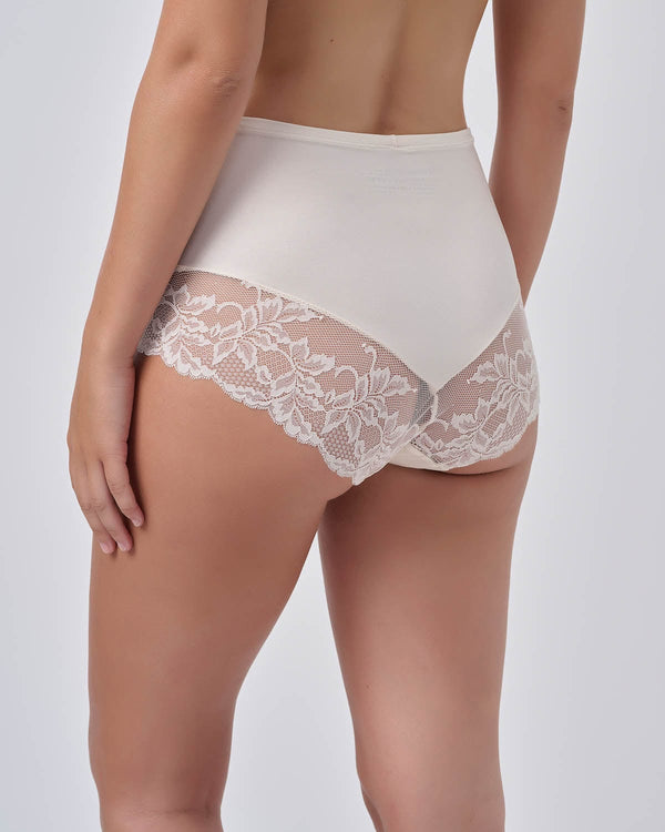 תחתון מקסי מיקרו  משולב תחרה - IVORY – תמונה 3