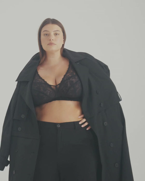 ברלט תחרה בשילוב רשת ללא ברזלים וללא ריפוד - BLACK