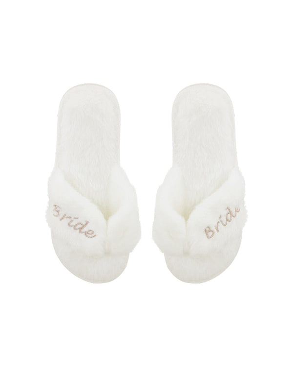 נעלי בית אצבע פרווה כלות - IVORY – תמונה 1