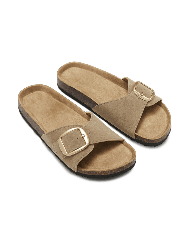 כפכפי זמש עם אבזם זהב - SAND – תמונה 1