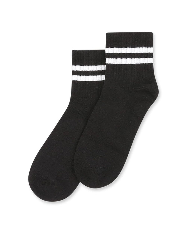 מארז 2 זוגות גרבי ספורט עם פסים ללא תפר  באורך QUARTER - BLACK – תמונה 1