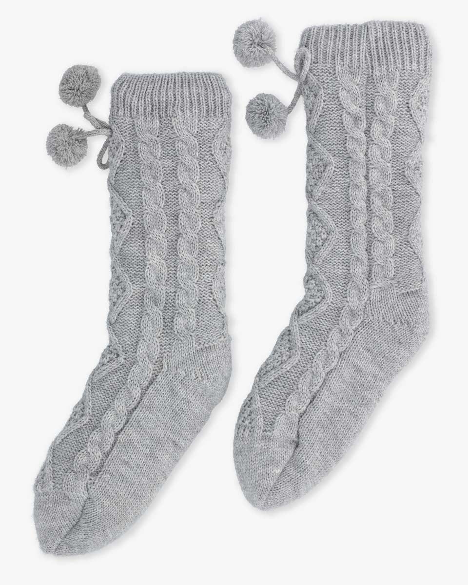 גרב בית מרופדת מלנג' - GREY MELANGE – תמונה 1