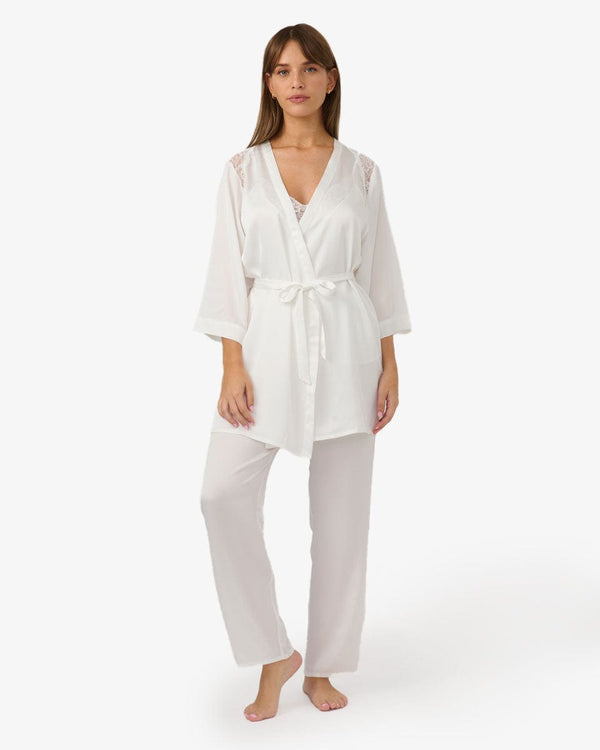 סט התארגנות לכלה 3 חלקים סאטן - IVORY – תמונה 1