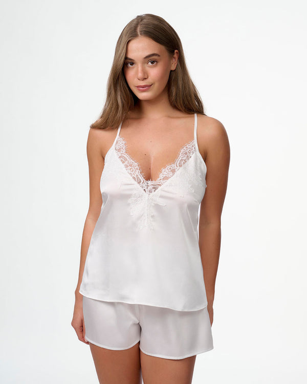 סט בייבי דול סאטן בשילוב תחרה עשירה - IVORY