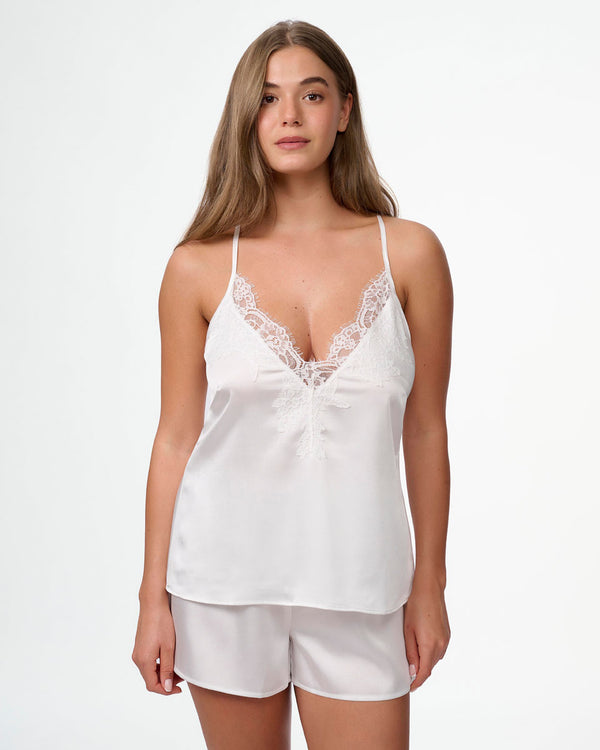 סט בייבי דול סאטן בשילוב תחרה עשירה - IVORY