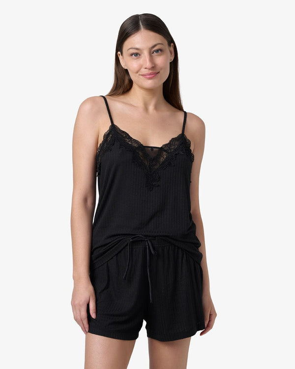 סט בייב דול ריב דק  בשילוב תחרה וסאטן - BLACK – תמונה 1