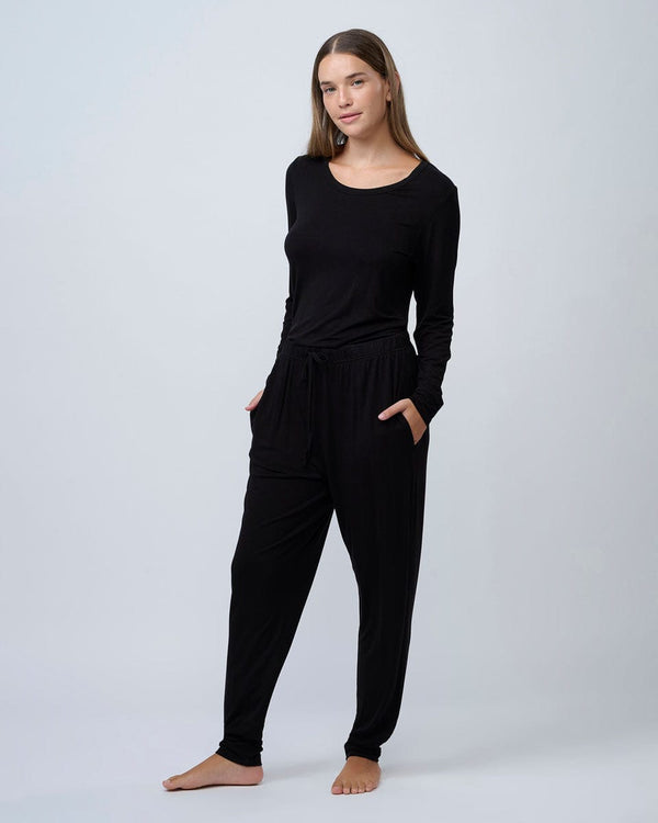 סט פיגמה ארוך מבד ויסקוזה אלסטן - BLACK – תמונה 1