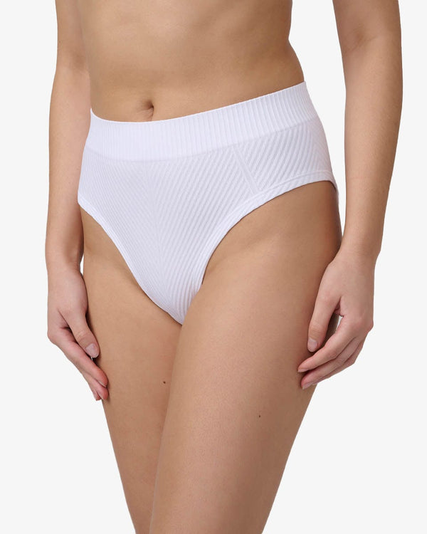 תחתון  מידי ריב אלכסוני סימלס - WHITE – תמונה 2