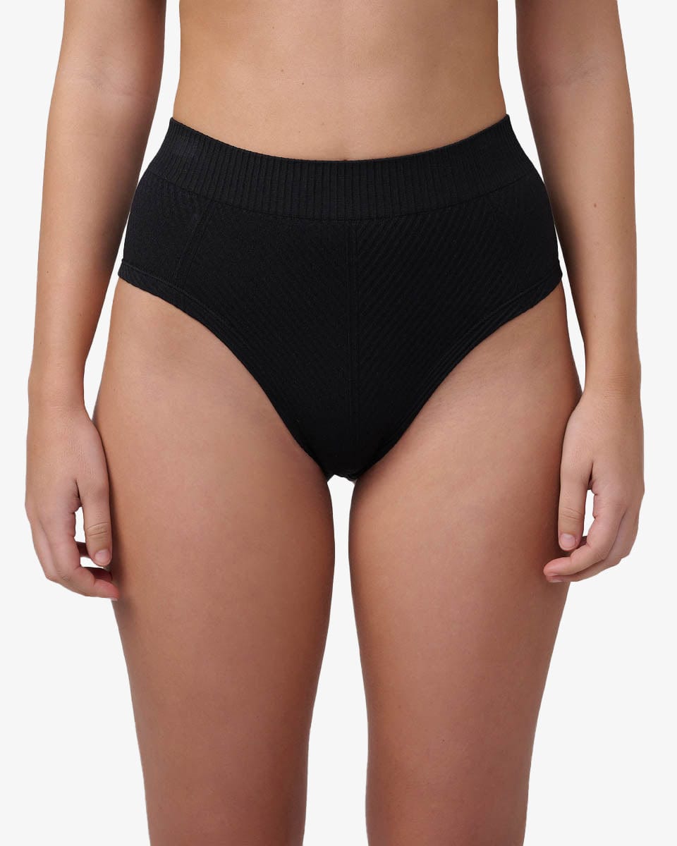 תחתון  מידי ריב אלכסוני סימלס - BLACK – תמונה 1