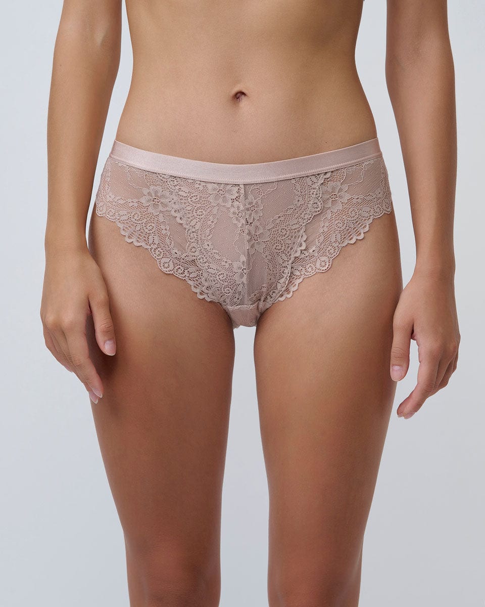 תחתון ברזילאי מתחרה פרחונית ורומנטית - PALE BLUSH – תמונה 1